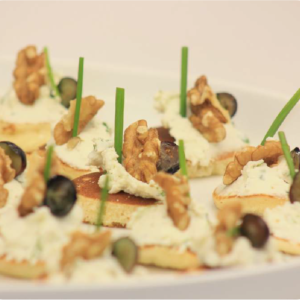 Fresh Cheese with Herb and Walnut Blini