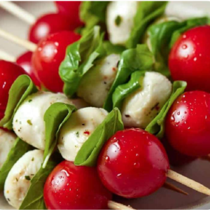 Mozzarella, Pesto, and Tomato Skewer