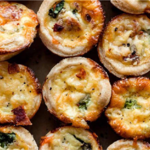 Mini Quiches; Chicken Spinach feta, &  Broccoli feta